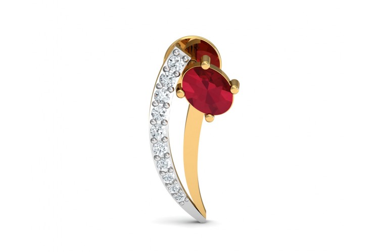 Tory Ruby & Diamond Earring in Gold